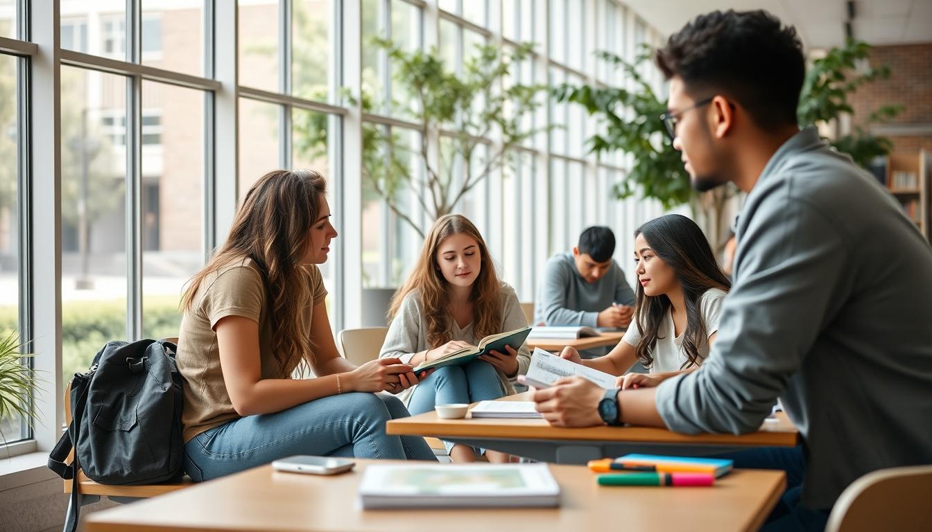 Student using a study guide to organize academic notes